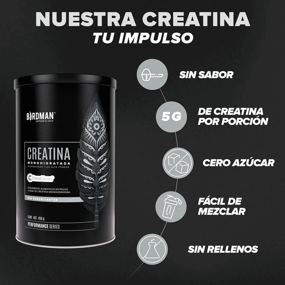 Creatina Monohidratada BIRDMAN- 450 gramos